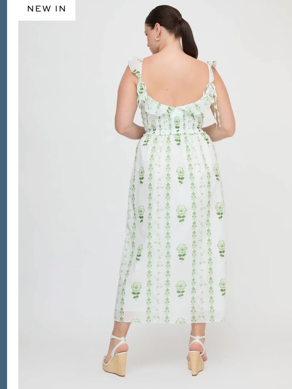 Hill House Home The Cambria Nap Dress in White/Green Arcadia Border Size Medium - Picture 9 of 9